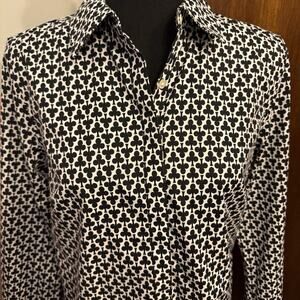 Talbots Blouse 4 Button Up Club Poker Wrinkle Resistant Office Career
